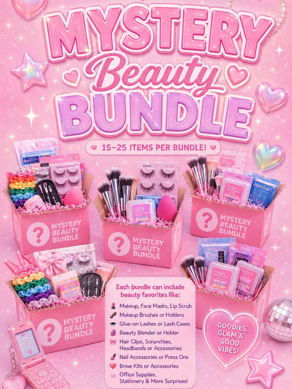15-25 items 📦 MEGA Mystery Box Makeup, Accessories & Beauty